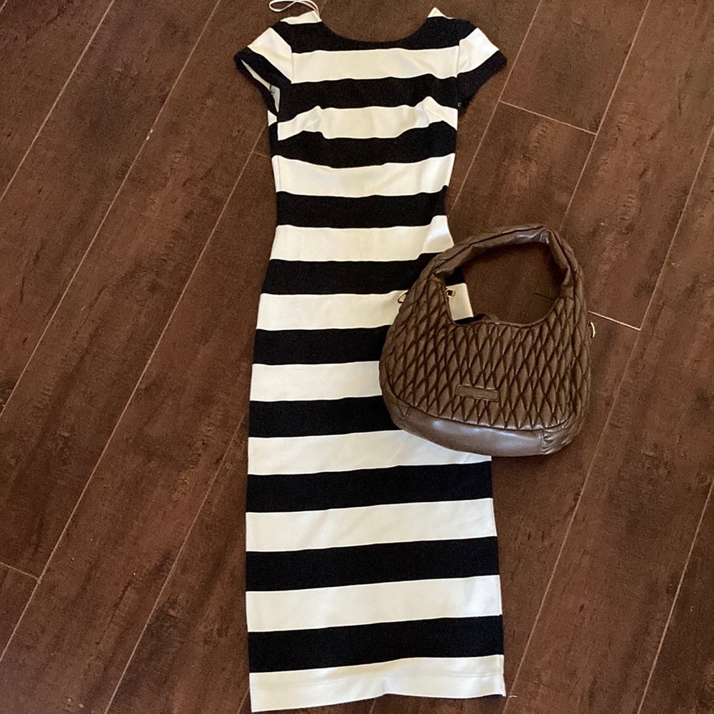 Zara midi black and white low back dress